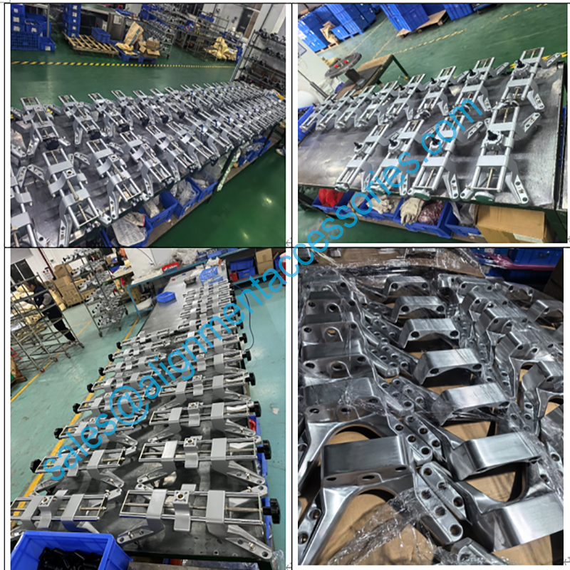 Truck wheel alignment clamp in production line