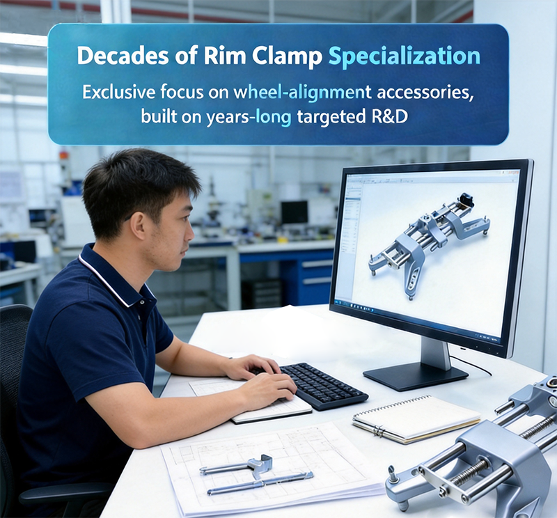 OEM wheel alignment clamp